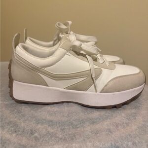 Women’s Dolce Vita White and Beige Platform Lace-Up Sneakers